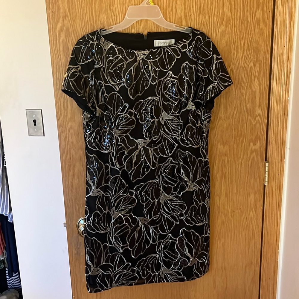TAHARI black sequin dress size  12